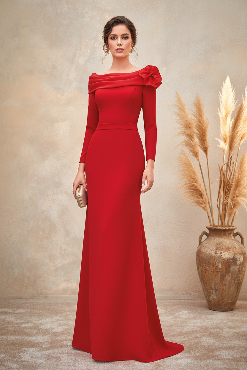 Off the Shoulder Long Sleeve Mermaid Mother of the Bride Dress