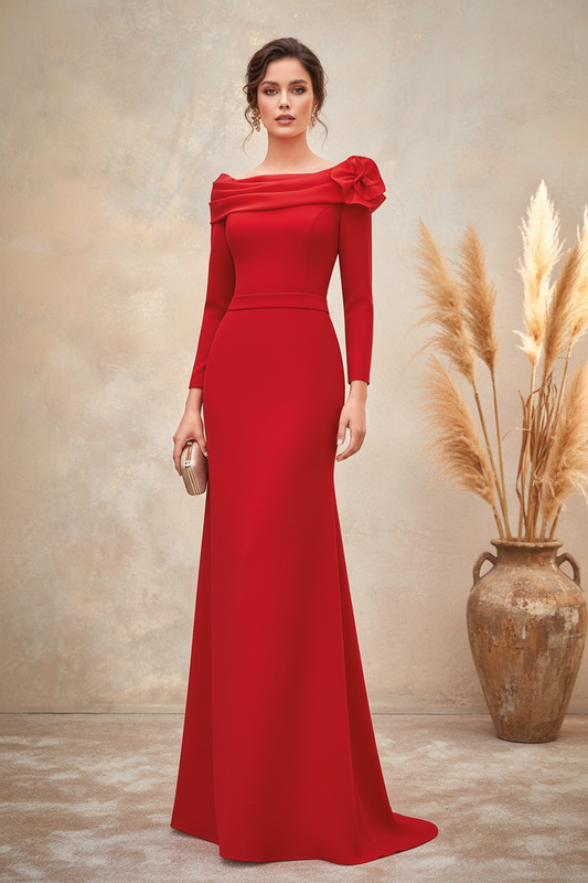 Off the Shoulder Long Sleeve Mermaid Mother of the Bride Dress