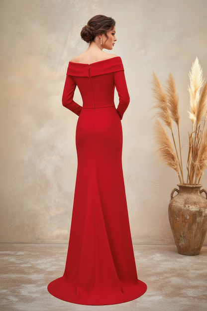 Off the Shoulder Long Sleeve Mermaid Mother of the Bride Dress