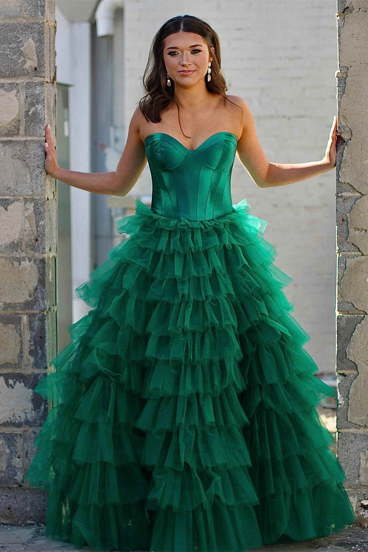 New Design Strapless Ruffles Prom Dress 2026 Tulle Long Formal Gown