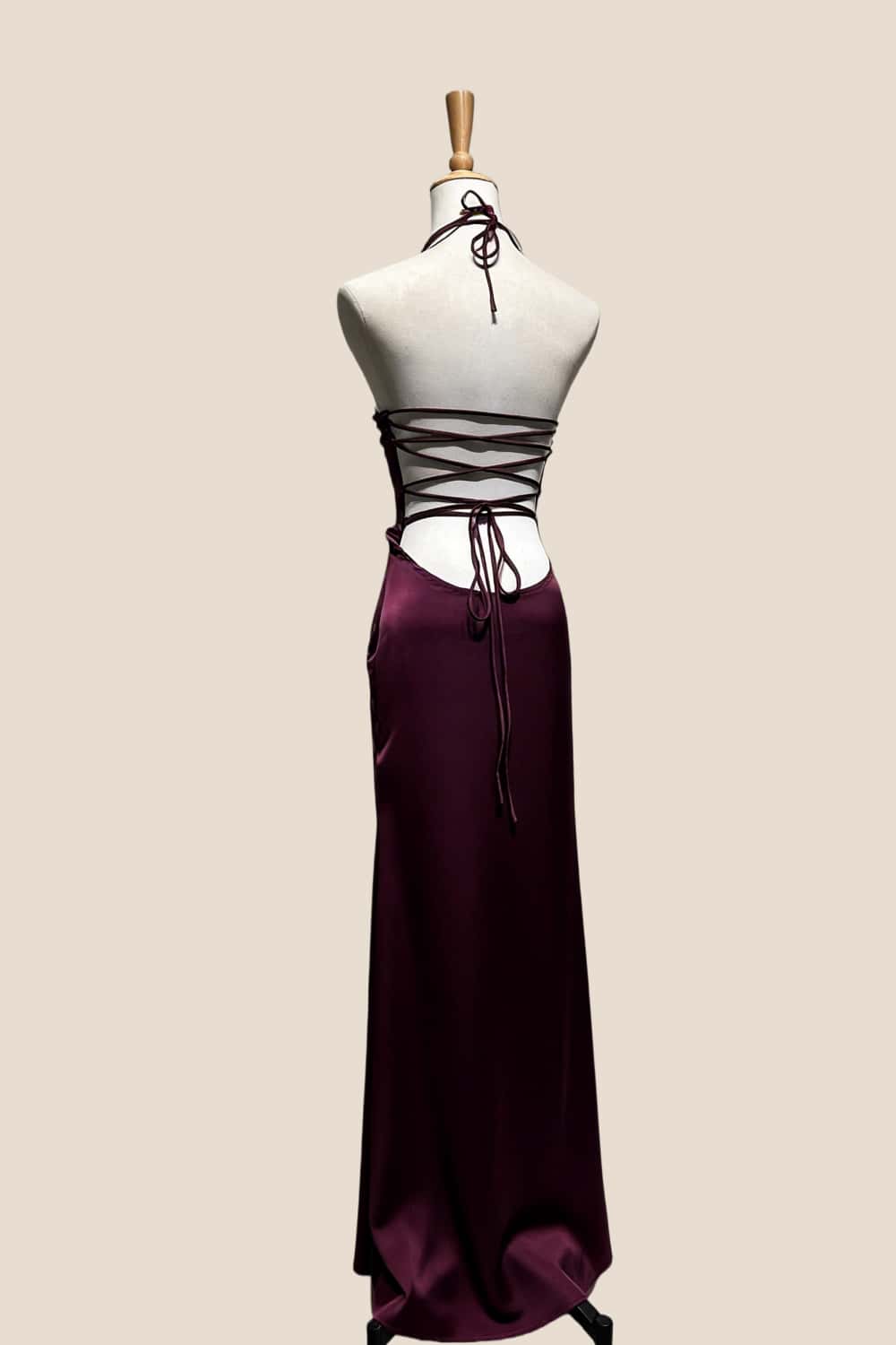 Halter Light Blue Satin Fitted Long Formal Dress