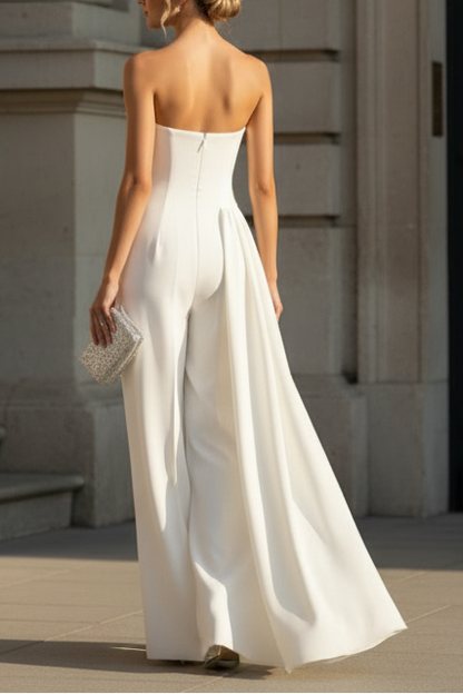Strapless Sleeveless Jumpsuit/Pantsuit Court Train Evening Dress