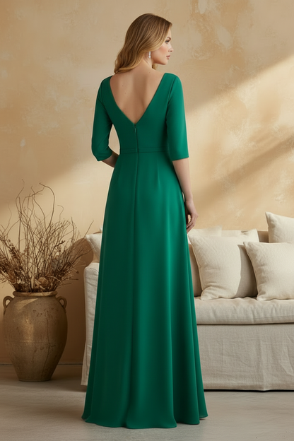 Backless Half Sleeve A-Line Floor-Length Mother of the Bride Dress