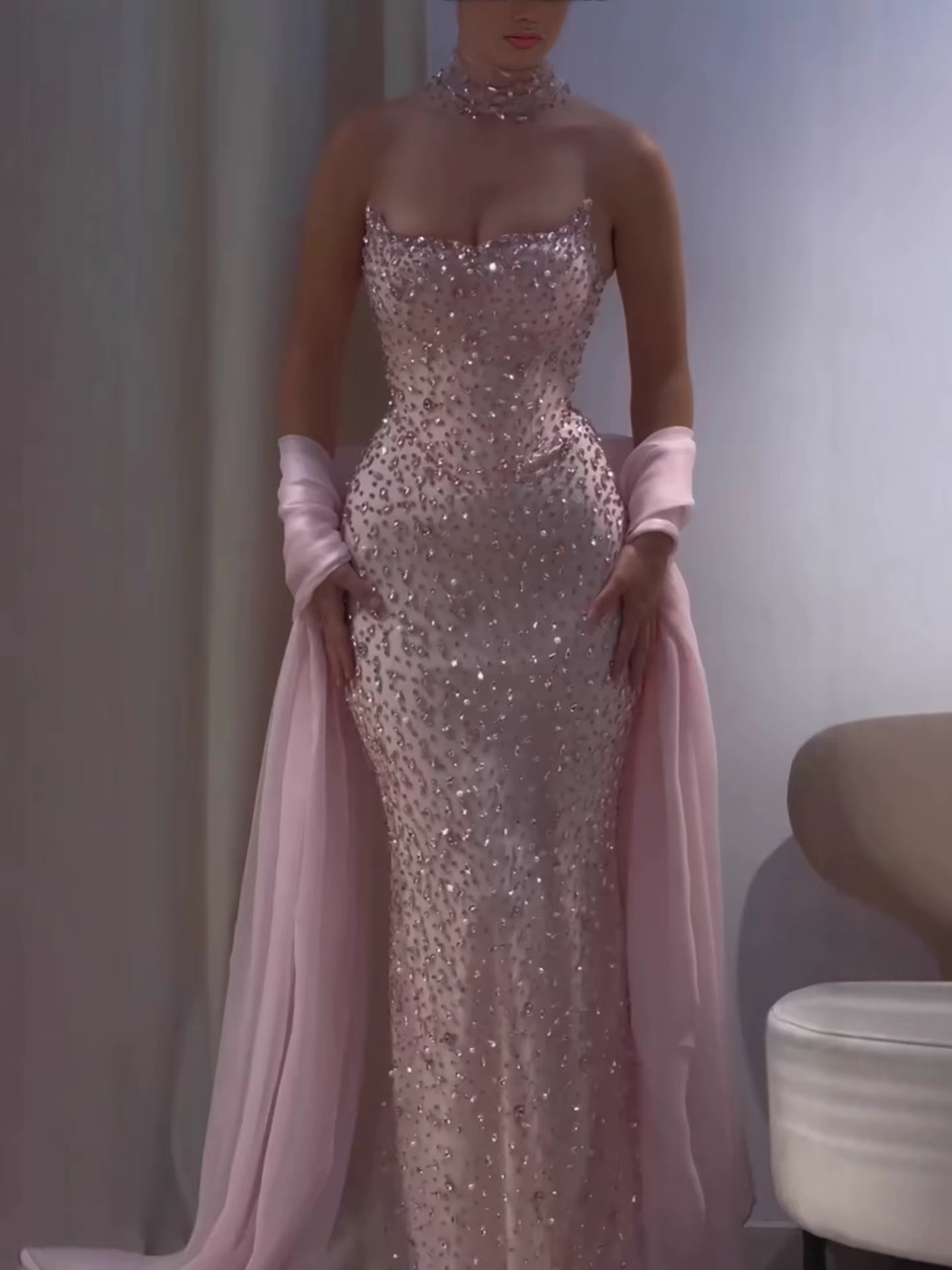 Charming Strapless Sleeveless Long Mermaid Prom Dress With Beading