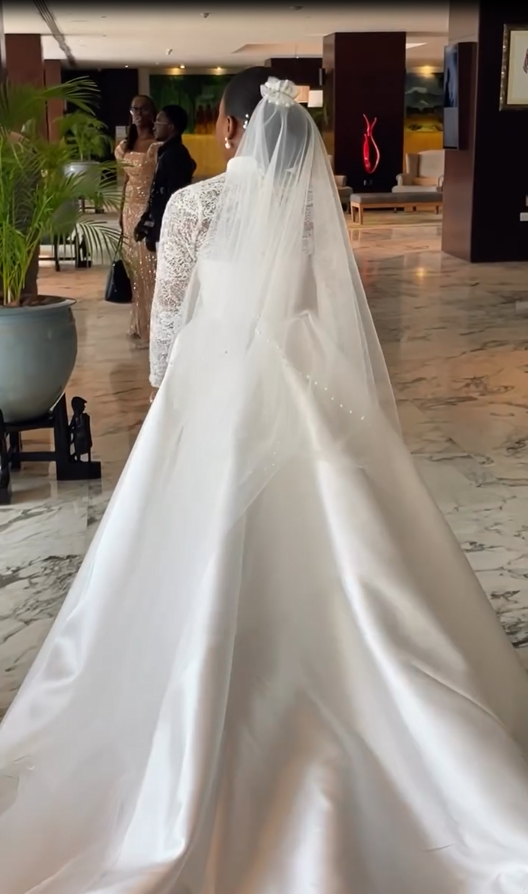 Lace Long Sleeve Mermaid Court Train Cutout Floor-Length Wedding Dress