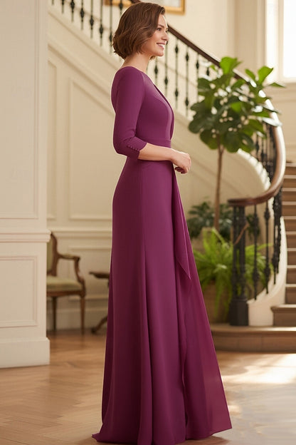 Elegant Backless 3/4 Sleeve Mermaid Mother of the Bride Dresses