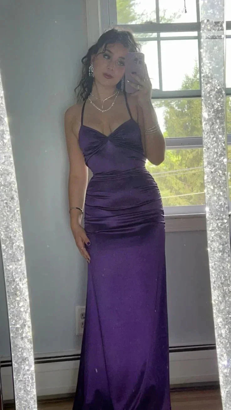 Simple Purple Evening Formal Dresses Mermaid Senior Prom Dresses