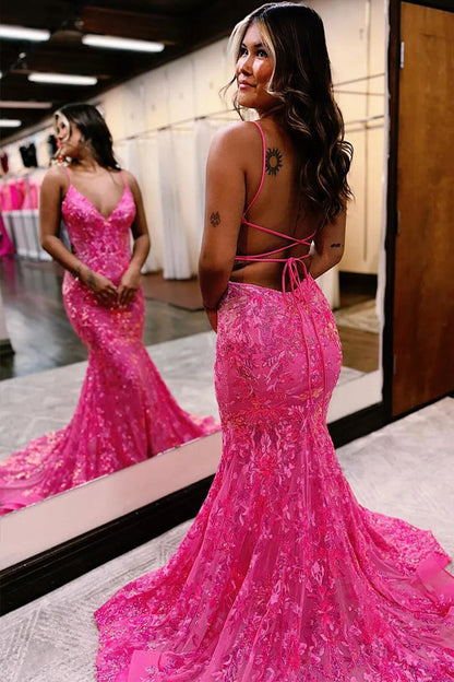 Sparkly Mermaid Spaghetti Straps Blue Prom Dress with Sequined
