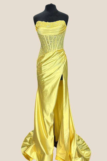 Strapless Pink Appliques Mermaid Long Dress