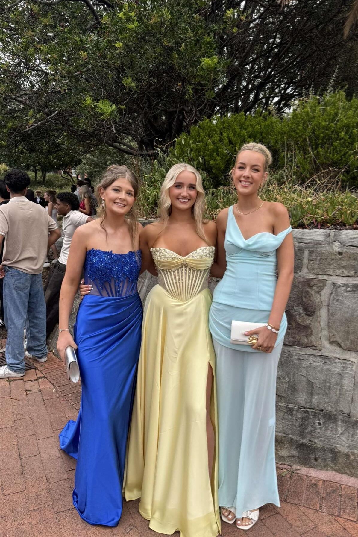 Strapless Yellow Beaded A-line Long Dress with Slit
