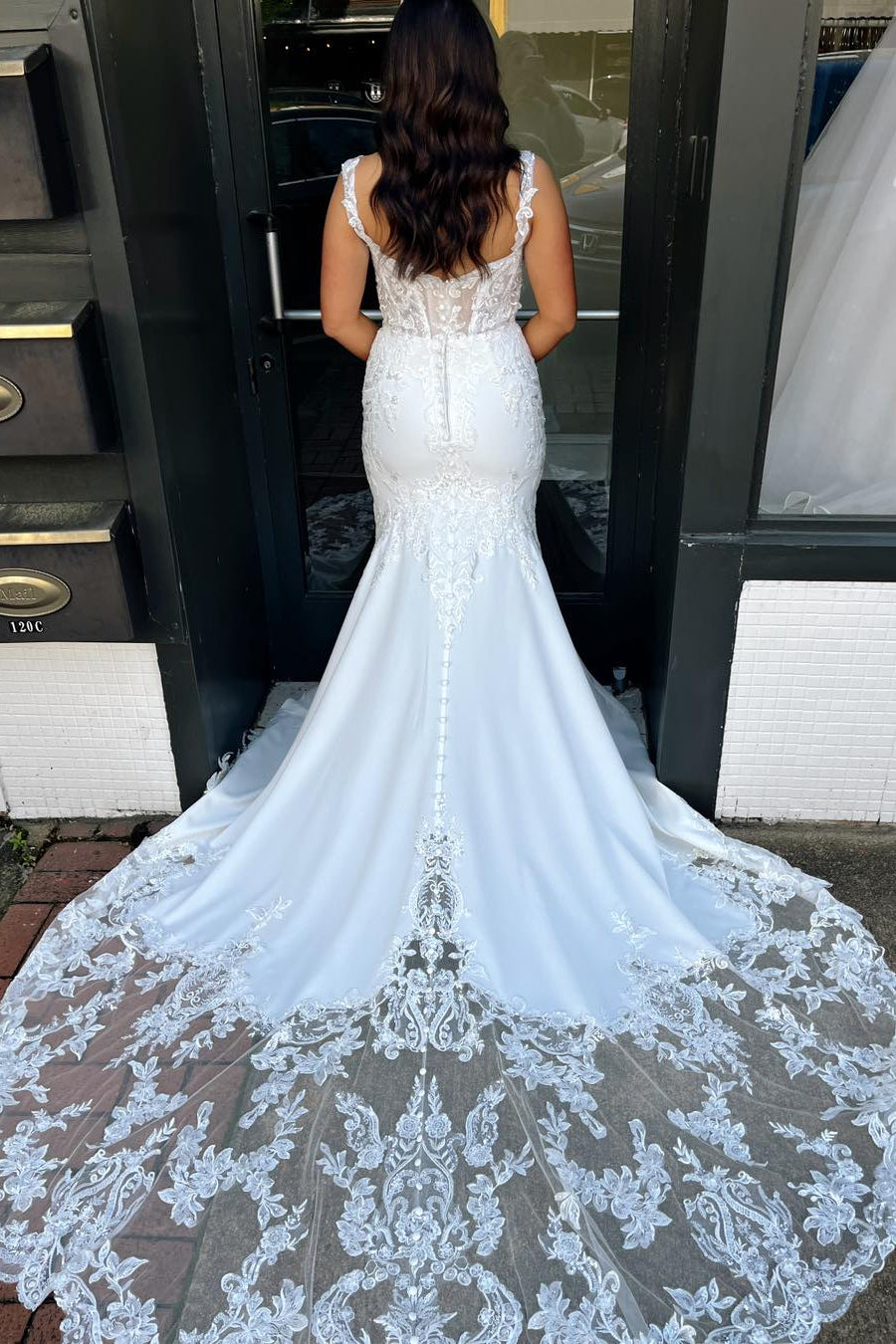 Straps White Appliques Mermaid Wedding Dress