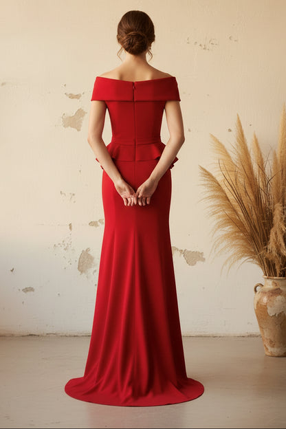 Off the Shoulder Sleeveless Mermaid Evening Dress