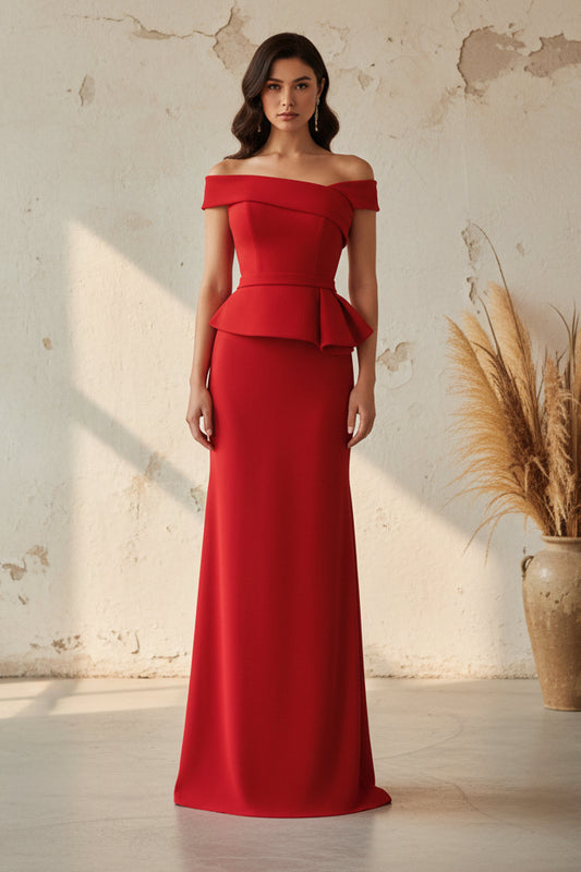 Off the Shoulder Sleeveless Mermaid Evening Dress