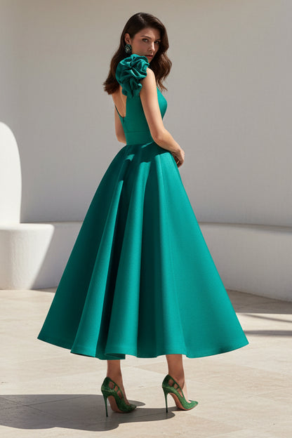 V-Neck Ruffles Sleeveless A-Line Mermaid Evening Dress