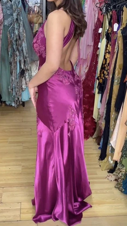 Vintage Mermaid Spaghetti Straps Backless Long Prom Dress Evening Dress Formal Dress
