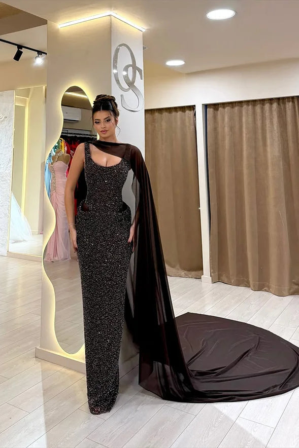 Timeless Straps Sleeveless Sequins Prom Dress Mermaid Column With Ruffle