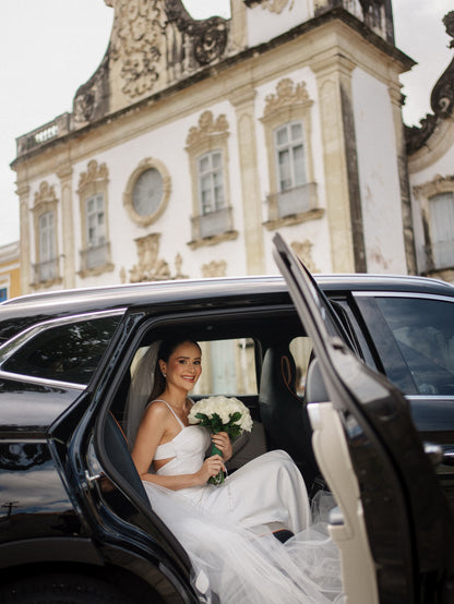 Minimalist Crepe Wedding Dress with Open Back