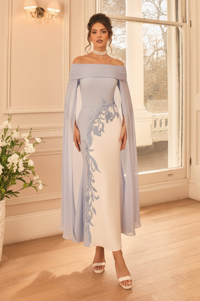 Off-the-Shoulder Asymmetrical Midi Dress