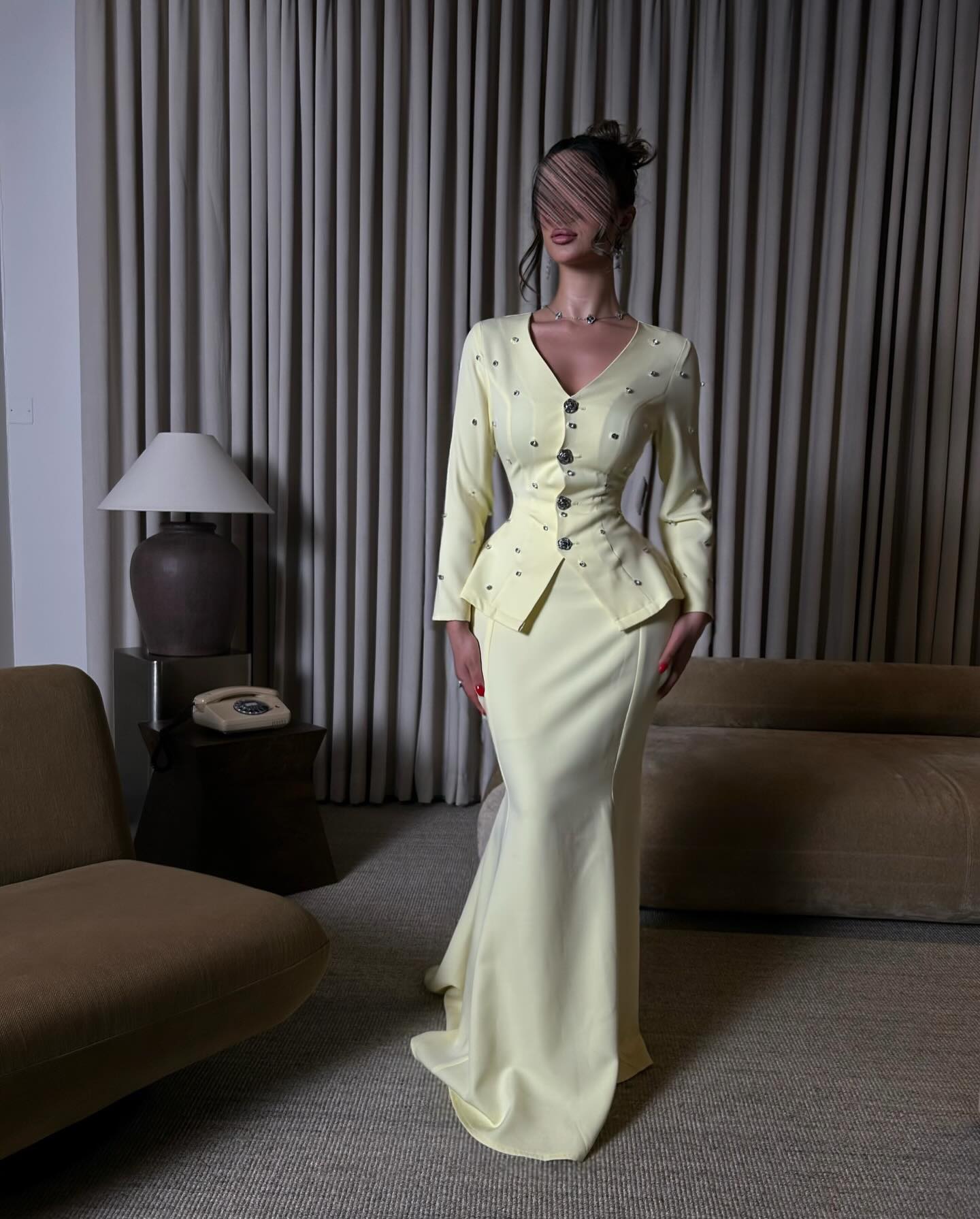 Elegant Two-Piece Peplum Jacket and Mermaid Maxi Skirt