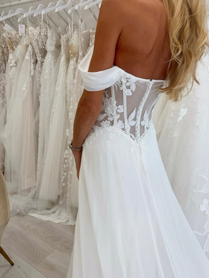 Off-the-Shoulder Corset A-Line Wedding Dress