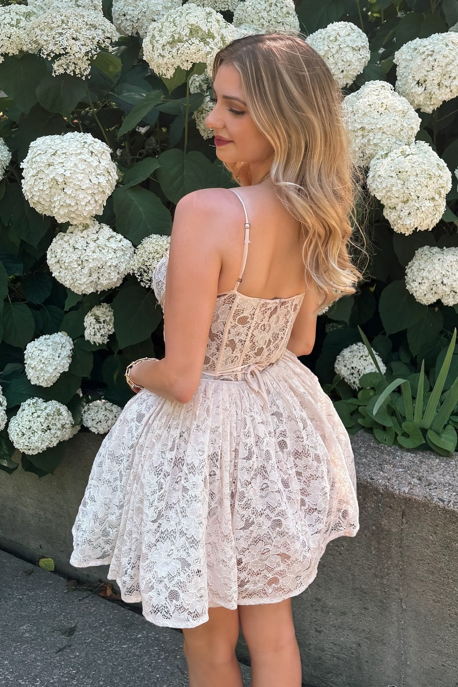 Sweetheart Corset Lace A-Line Mini Dress