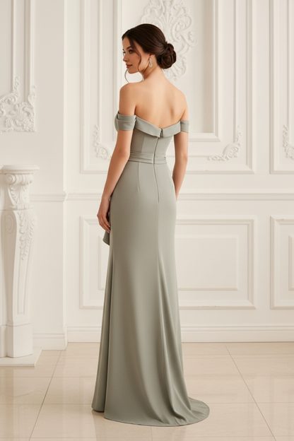 Off-Shoulder Sweetheart Column Evening Gown