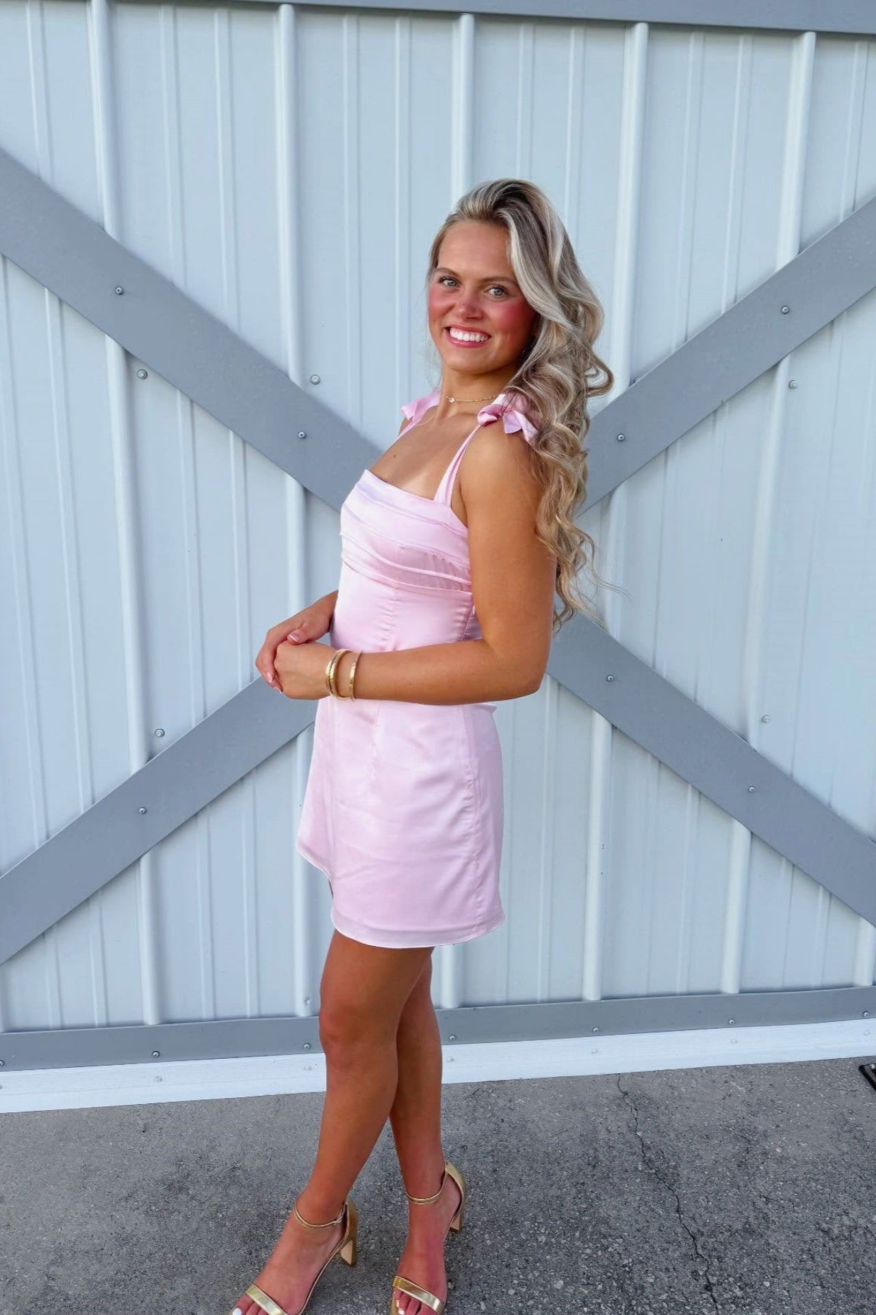Satin Tie-Strap Open Back Mini Dress