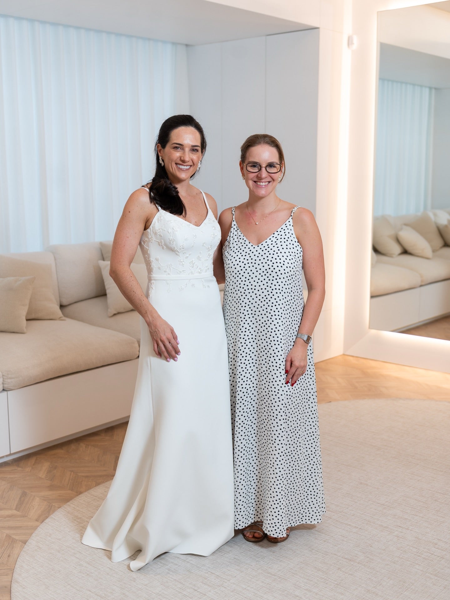 Minimalist Crepe Wedding Dress with Sheer Chiffon Cape