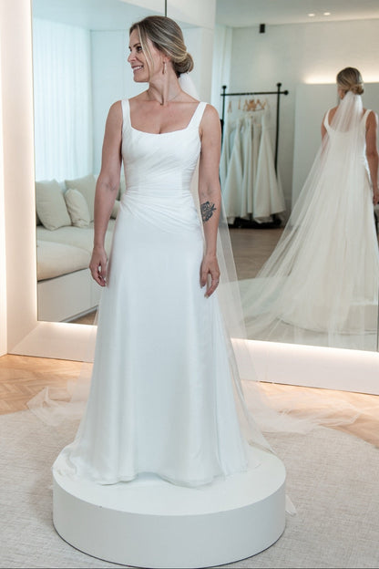 Minimalist Square Neck A-Line Wedding Dress