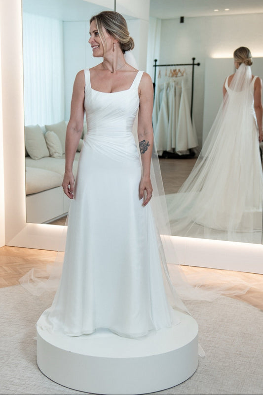 Minimalist Square Neck A-Line Wedding Dress