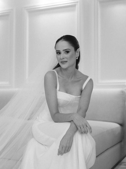 Minimalist Crepe Wedding Dress with Open Back