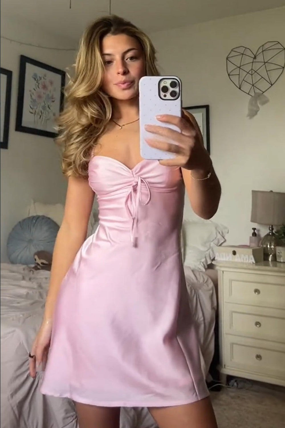 Satin Tie-Front Mini Dress with Convertible Straps