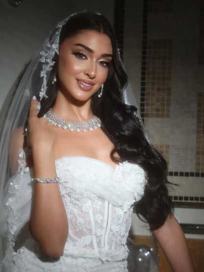 Corset Lace Mermaid Wedding Dress with Train