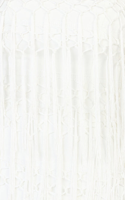 Strapless Fringe Mini Dress with Back Zipper