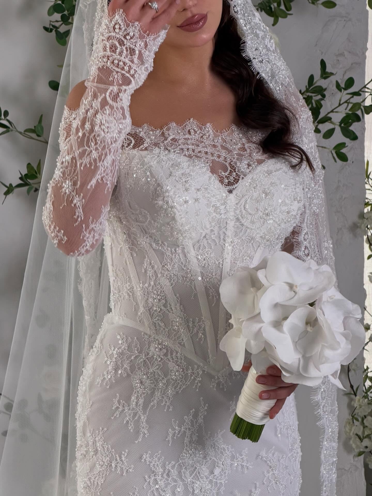 Off-the-Shoulder Corset Lace Mermaid Wedding Dress