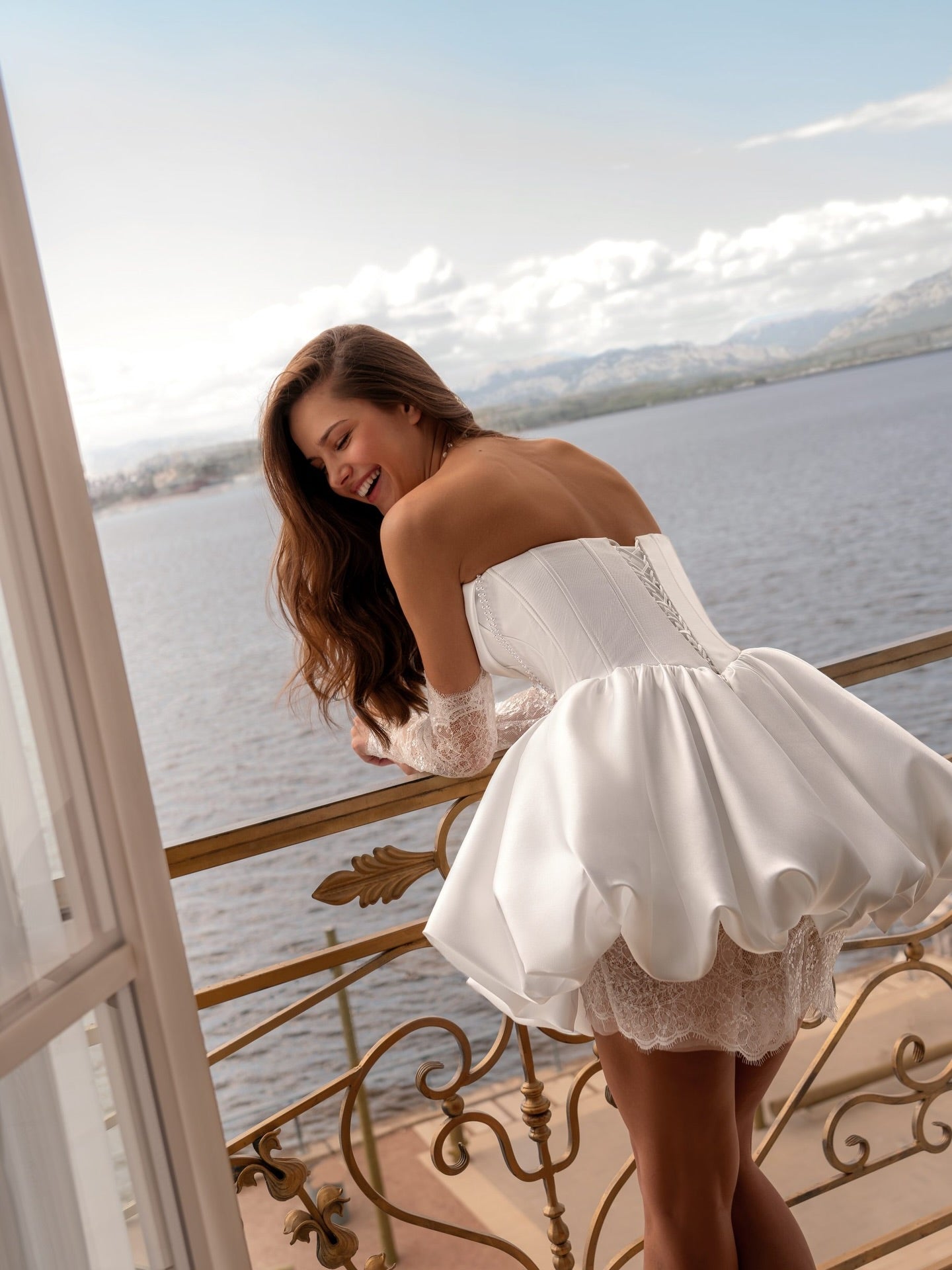 Strapless Corset Bubble Mini Wedding Dress