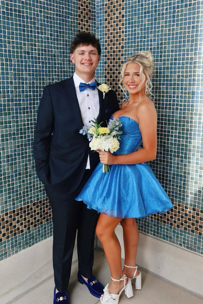 Strapless Glitter Corset Sweetheart Mini Dress