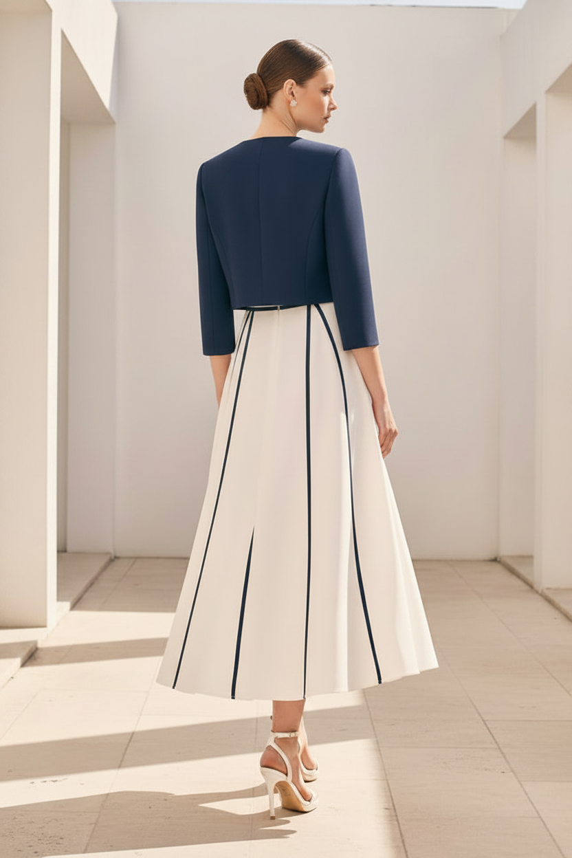 Elegant A-Line Midi Dress with Matching Jacket