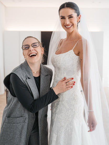 Lace Fit and Flare Wedding Dress with Low Back