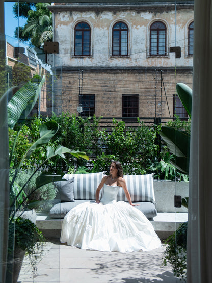 Strapless Corset Tiered Ball Gown Wedding Dress