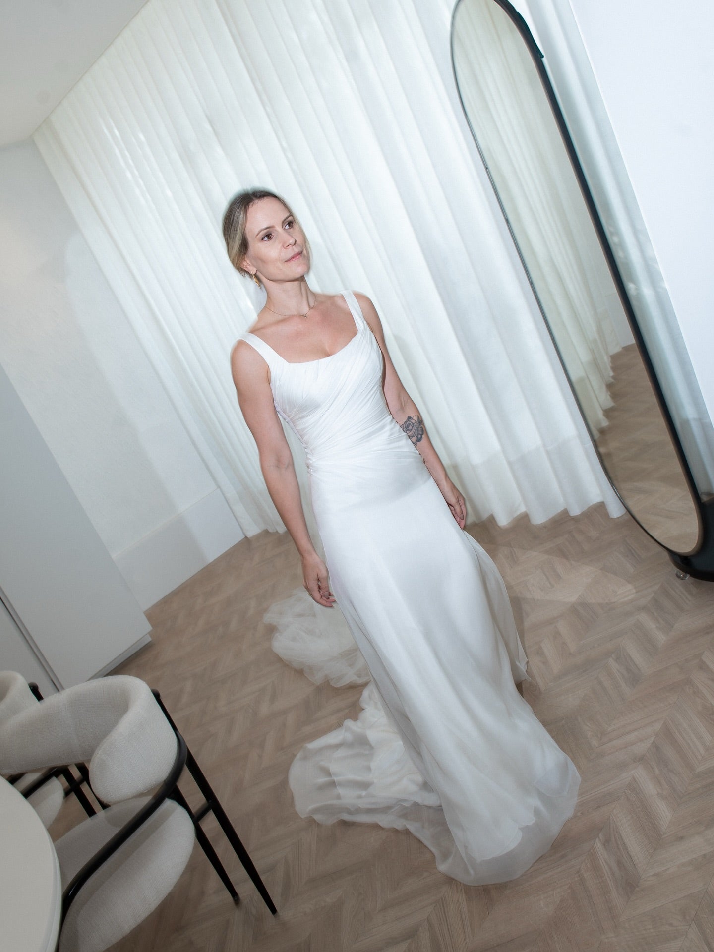 Minimalist Square Neck A-Line Wedding Dress