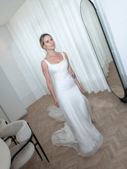 Minimalist Square Neck A-Line Wedding Dress