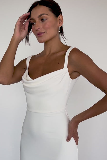 Cowl Neck Mermaid Wedding Dress with Low Back