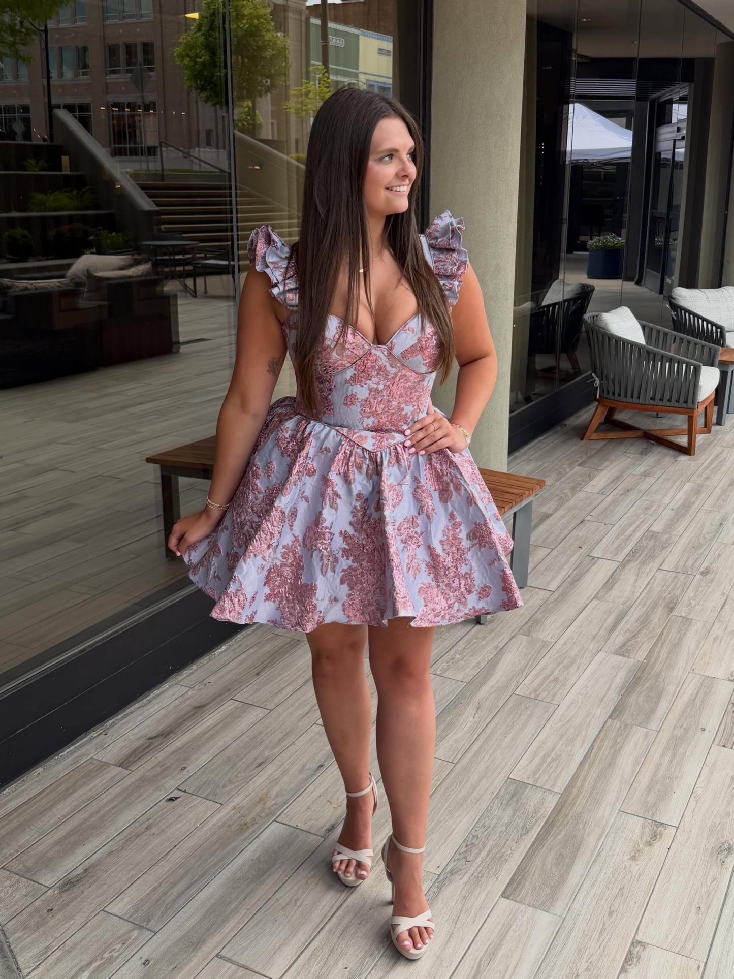 Sweetheart Corset Jacquard Mini Dress