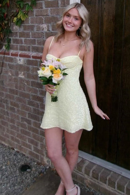Sweetheart Sequin Corset A-Line Mini Dress
