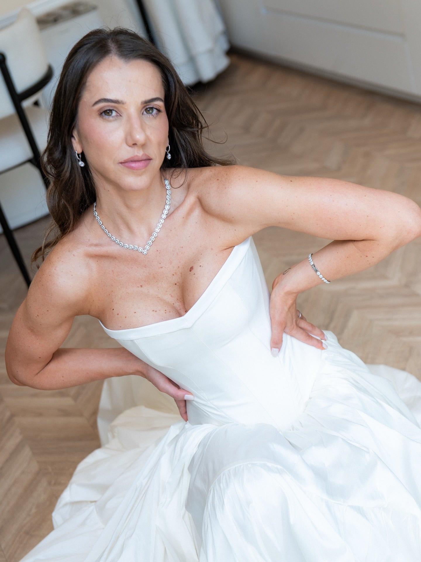 Strapless Corset Tiered Ball Gown Wedding Dress