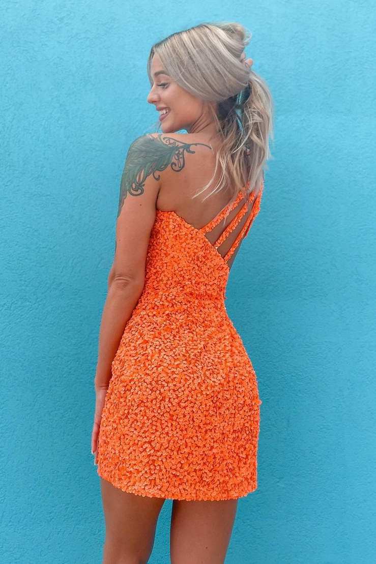 One-Shoulder Sequin Bodycon Mini Dress