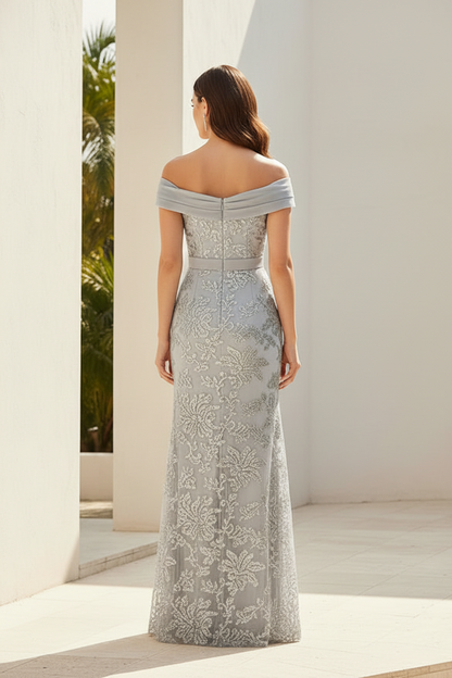 Off-the-Shoulder Sequined Mermaid Evening Gown