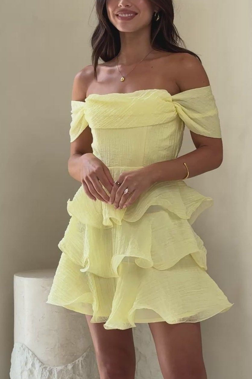 Off-the-Shoulder Tiered Ruffle Mini Dress
