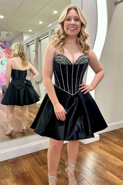 Beaded Corset Strapless Short Homecoming Dress
